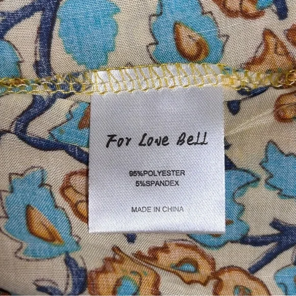 R.Vivimos Women Floral Orange and Blue Boho 3/4 Sleeve Blouse - Picture 4 of 8